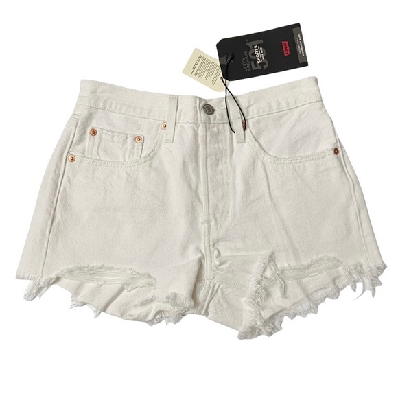 Levi's 501 Original Shorts Hi Rise Distressed Keep It Clean Size 26 NEW - Picture 2 of 8